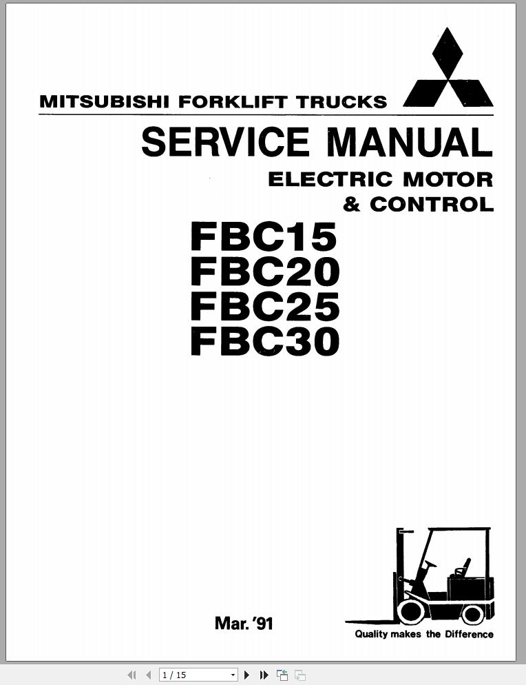 Mitsubishi Forklift FBC25FW FBC30FW Service Manual EN 1