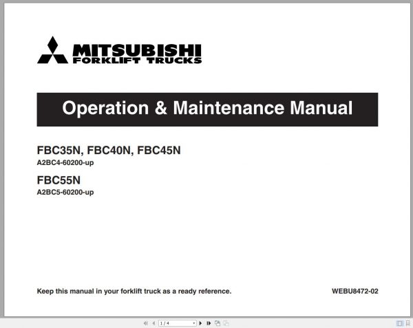 Mitsubishi Forklift FBC35N FBC40N FBC45N Schematic Service Manual EN 1