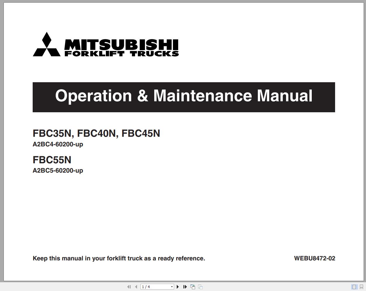 Mitsubishi Forklift FBC35N FBC40N FBC45N Schematic Service Manual EN 1