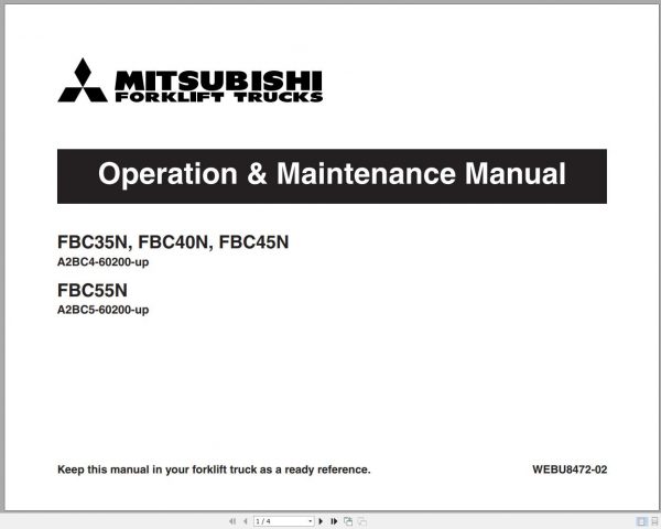 Mitsubishi Forklift FBC55N Schematic Operation Maintenance Service Manual EN 1