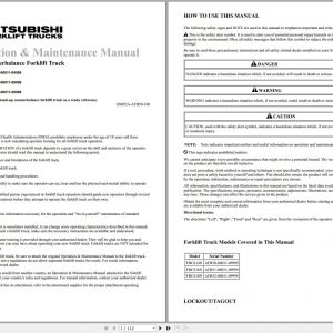 Mitsubishi Forklift FBCS14N FBCS16N FBCS18N Operation Maintenance Manual EN 1