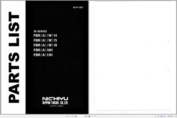 Mitsubishi Forklift FBR10H Spare Parts Catalog EN 1