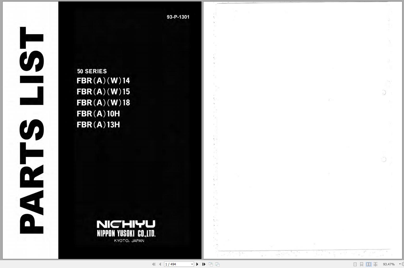 Mitsubishi Forklift FBR10H Spare Parts Catalog EN 1