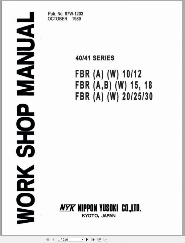 Mitsubishi Forklift FBRB18 Workshop Manual EN 1