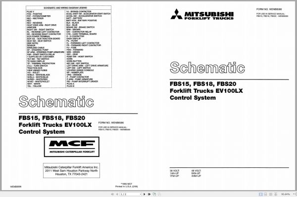 Mitsubishi Forklift FBS15 FBS18 FBS20 Schematic Service Manual EN 1