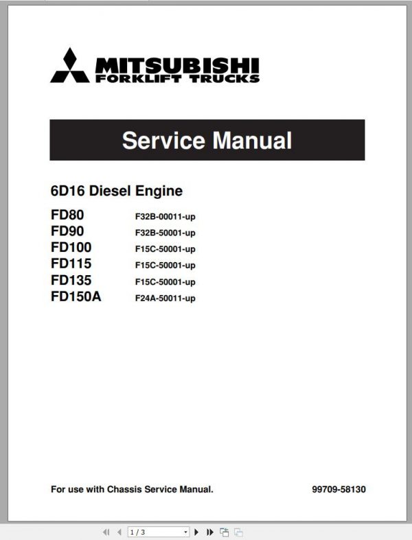 Mitsubishi Forklift FD150A Schematic Service Manual EN 1