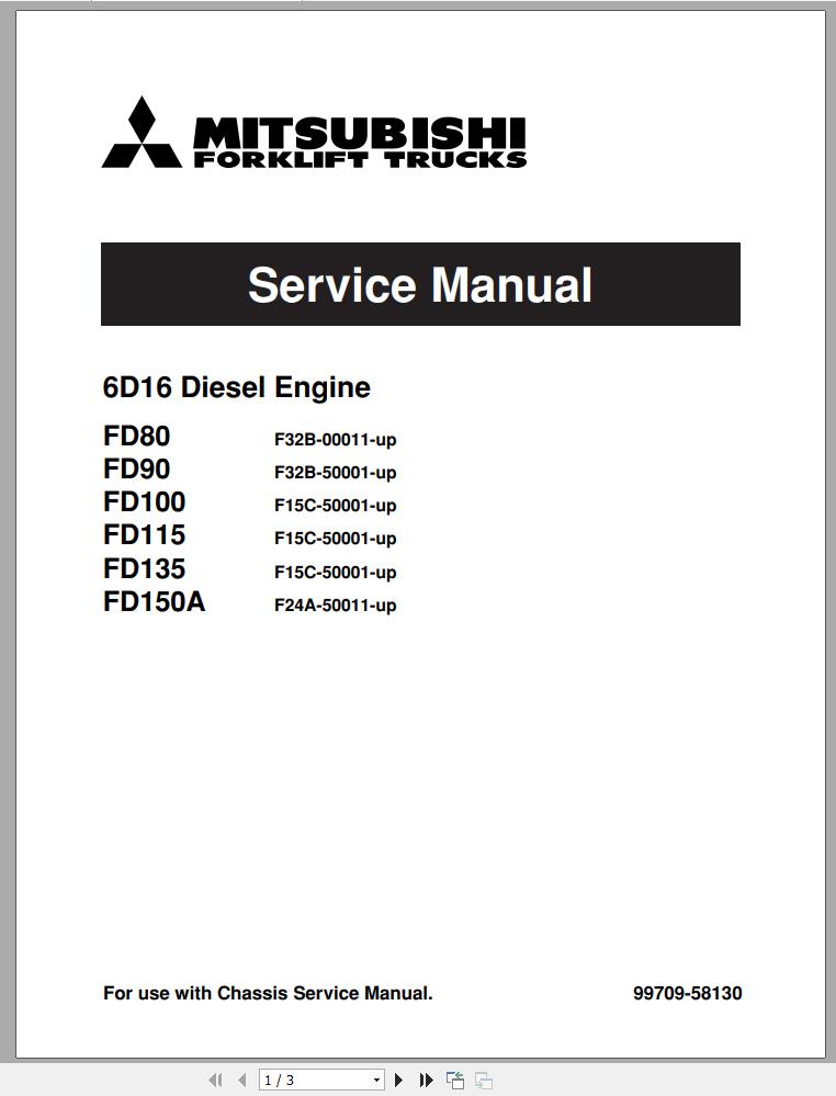 Mitsubishi Forklift FD150A Schematic Service Manual EN 1