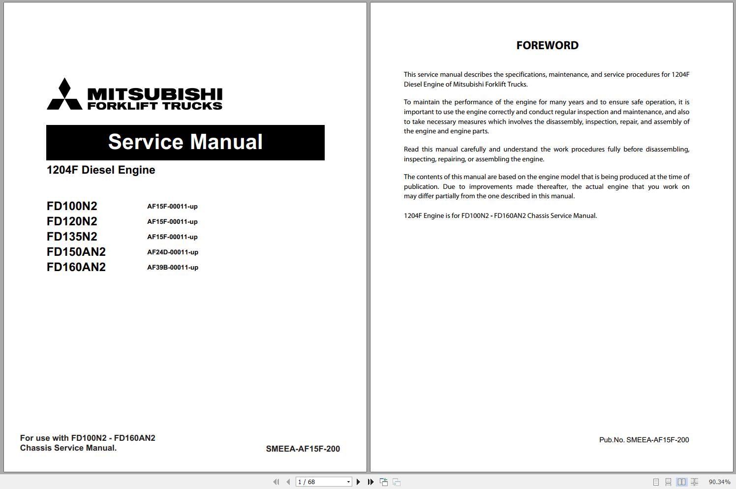 Mitsubishi Forklift FD150AN2 Schematic Service Manual EN 1