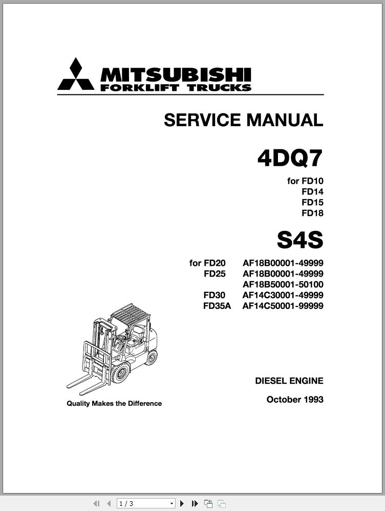 Mitsubishi Forklift FD18 Service Manual EN 1