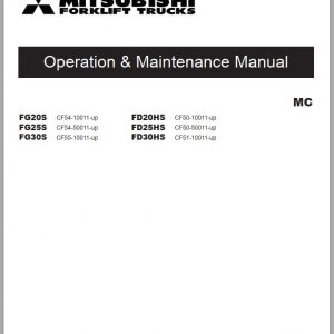 Mitsubishi Forklift FD20HS FD25HS FD30HS Schematic Operation Maintenance Service Manual EN 1