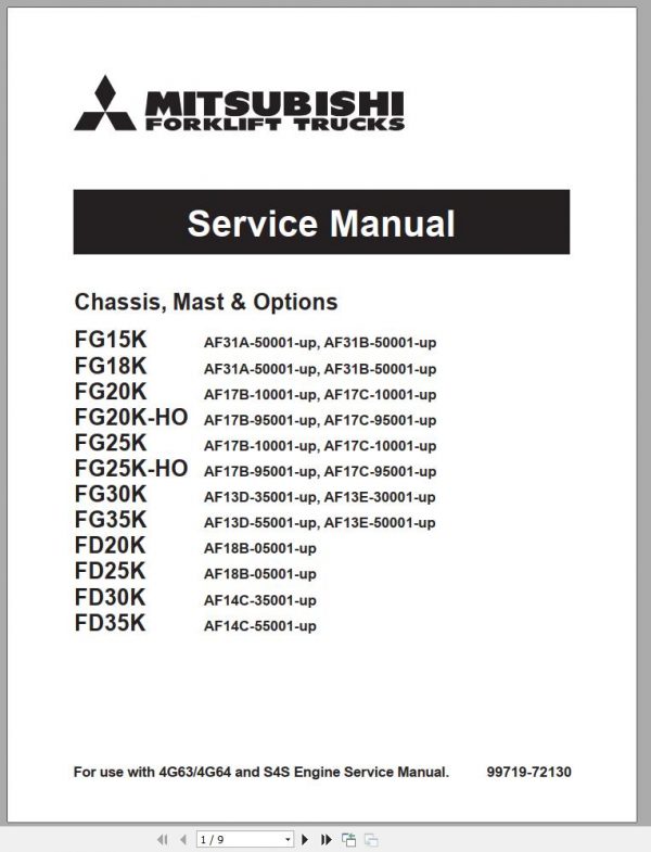 Mitsubishi Forklift FD20K Service Manual EN 2