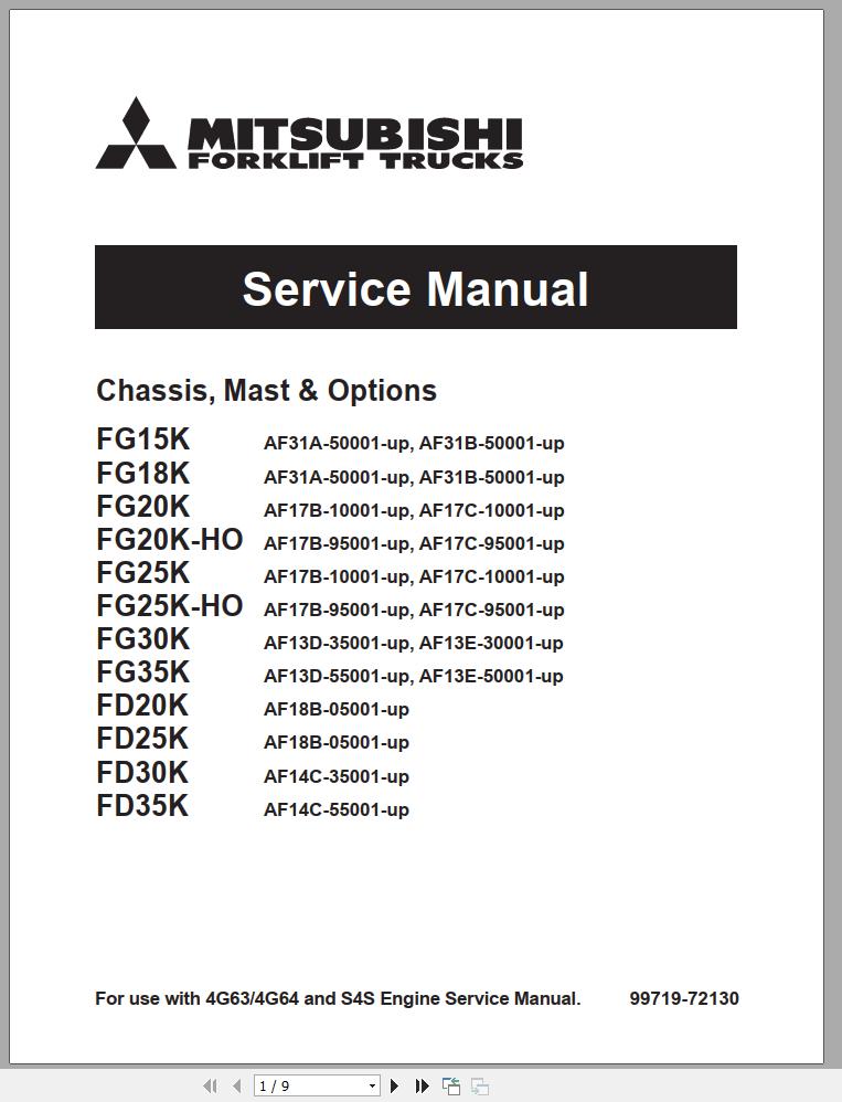 Mitsubishi Forklift FD20K Service Manual EN 2