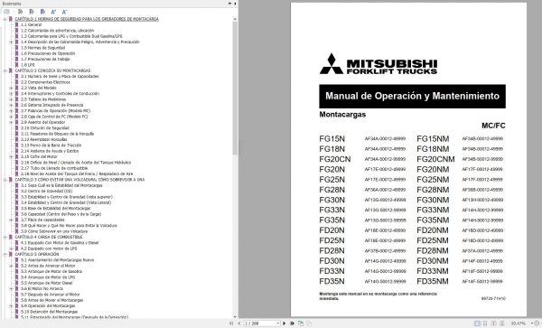 Mitsubishi Forklift FD20NM FD25NM FD28NM FD30NM FD33NM FD35NM Operation Maintenance Service Manual PDF EN 2