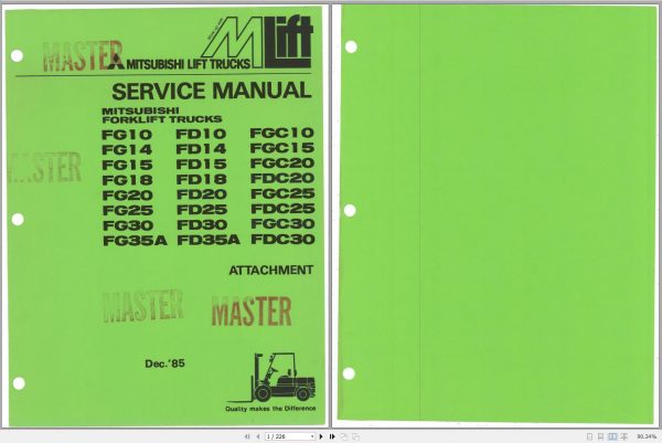 Mitsubishi Forklift FD25 Operation Maintenance Service Manual EN 1