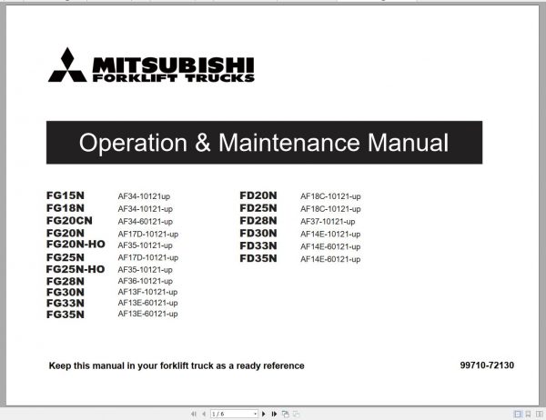 Mitsubishi Forklift FD30N Operation Maintenance Service Manual EN ES 2