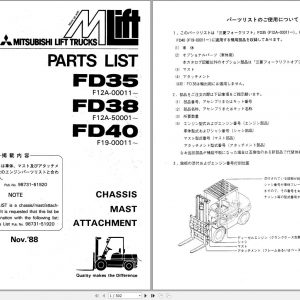 Mitsubishi Forklift FD35 FD38 FD40 Spare Parts Catalog EN 1