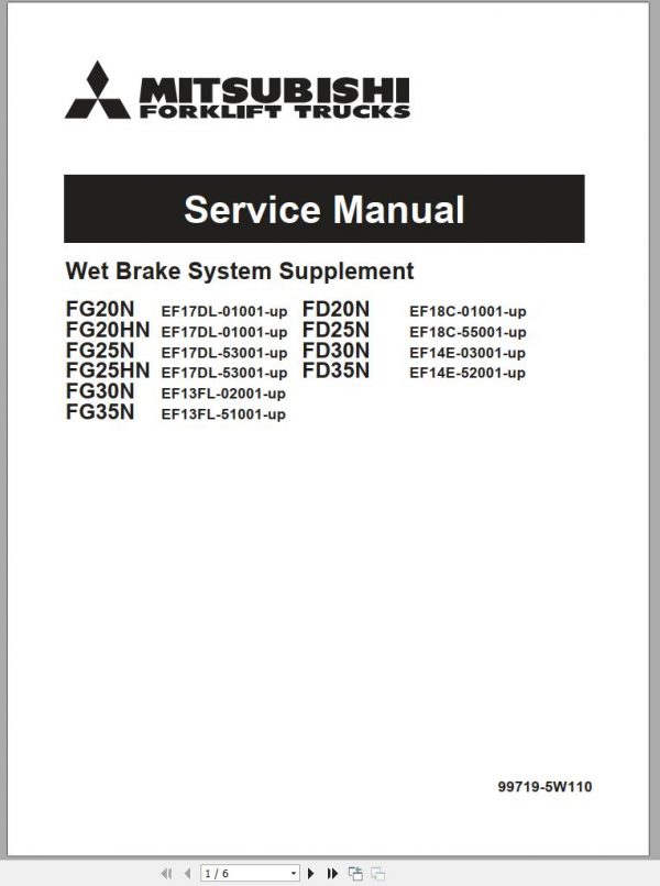 Mitsubishi Forklift FD35AN Service Manual EN 1
