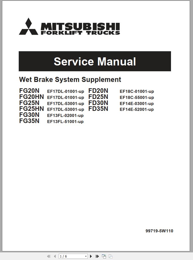 Mitsubishi Forklift FD35AN Service Manual EN 1