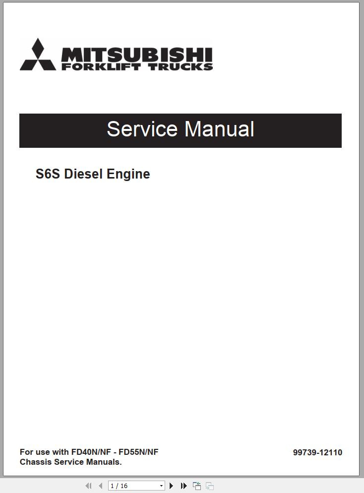 Mitsubishi Forklift FD40N FD45N Schematic Operation Maintenance Service Manual EN 1