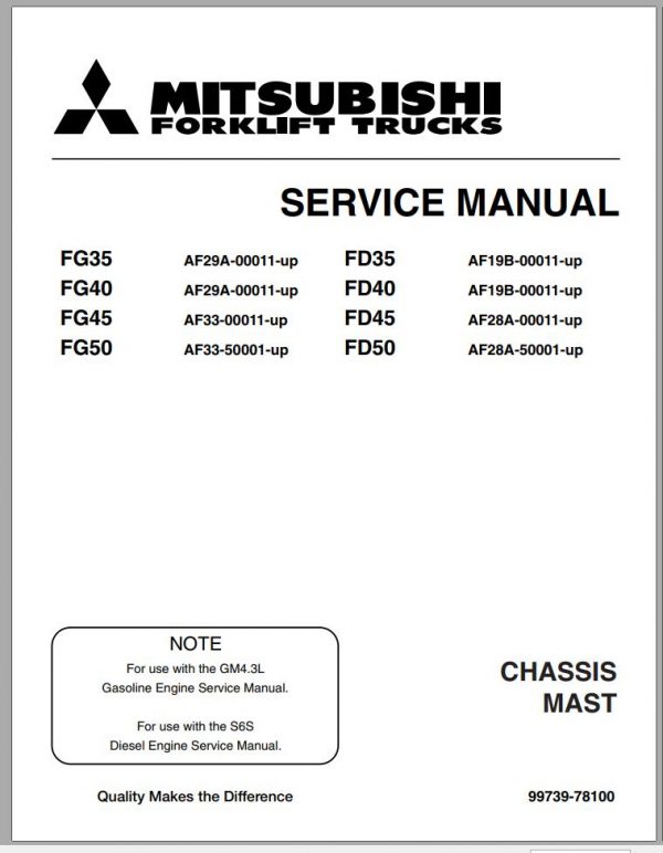 Mitsubishi Forklift FD50C Service Manual EN 1