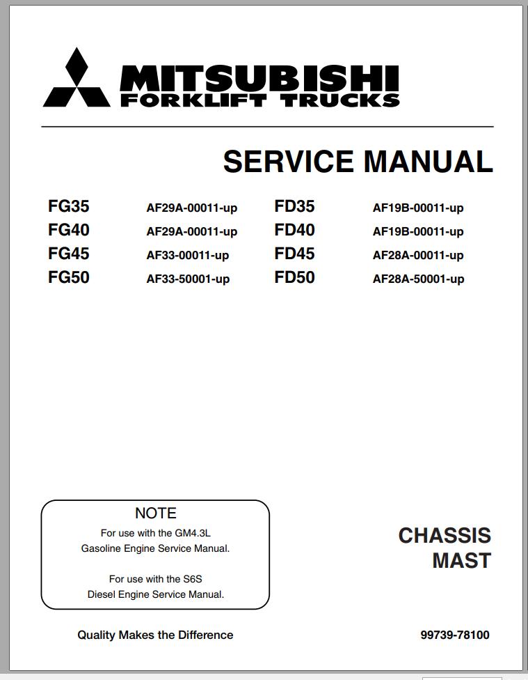 Mitsubishi Forklift FD50C Service Manual EN 1