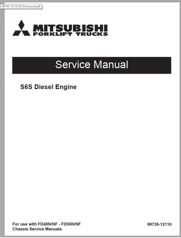 Mitsubishi Forklift FD50CN Operation Maintenance Service Manual EN 2