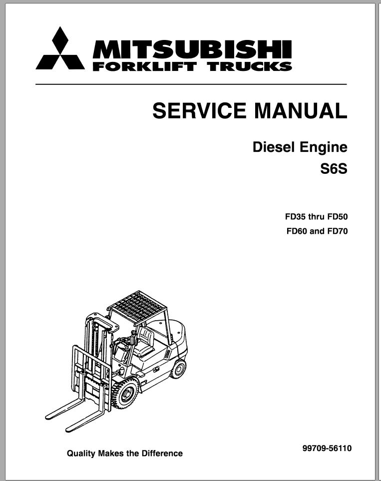 Mitsubishi Forklift FD50N Schematic Operation & Maintenance Service Manual EN