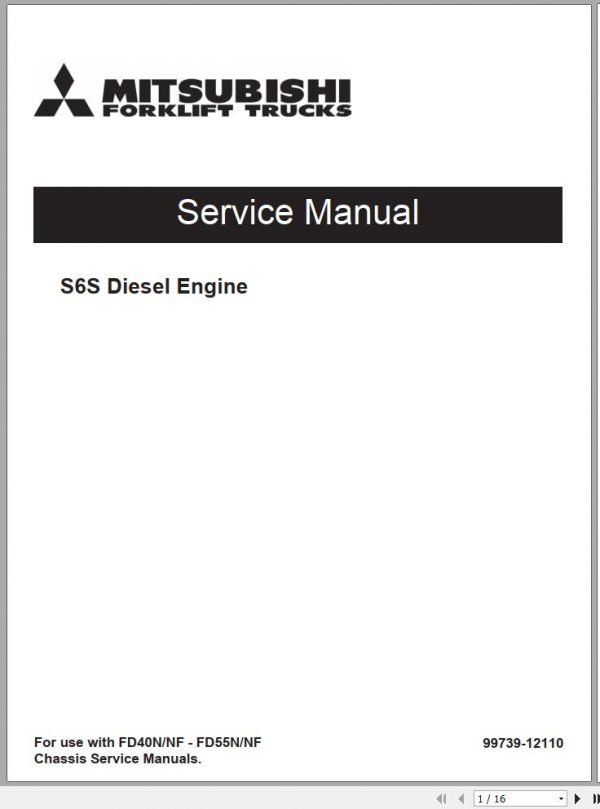 Mitsubishi Forklift FD55N Schematic Operation Maintenance Service Manual EN 2
