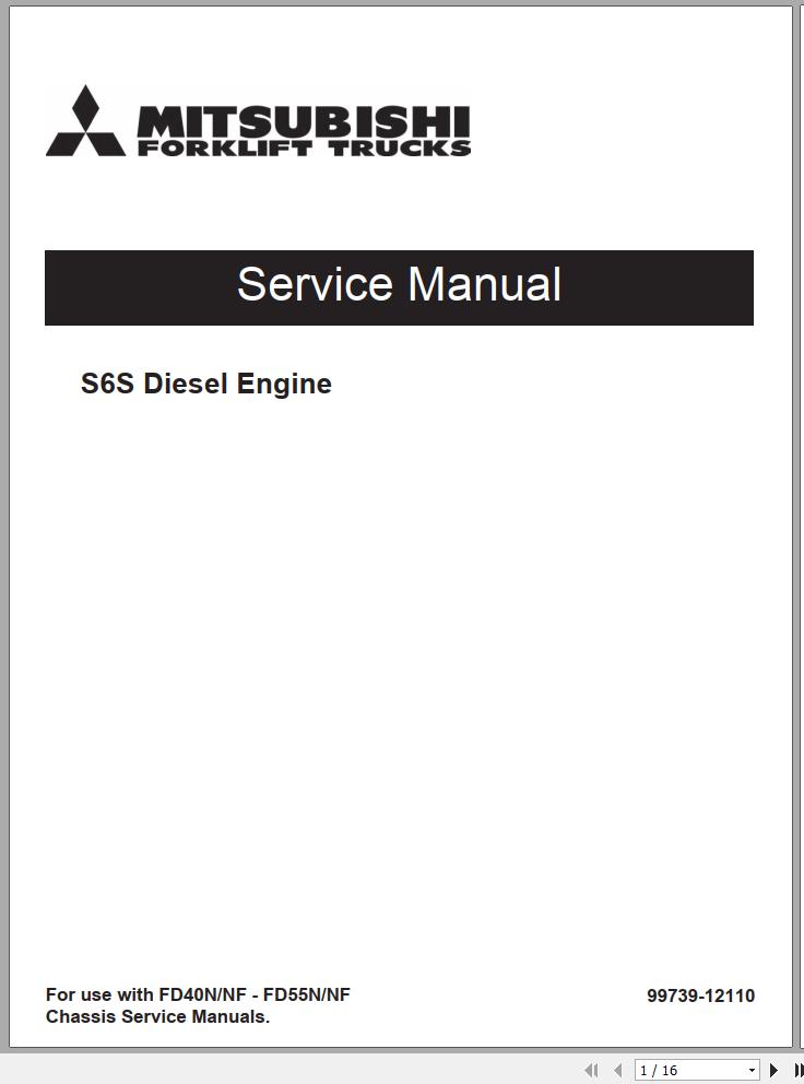 Mitsubishi Forklift FD55N Schematic Operation Maintenance Service Manual EN 2