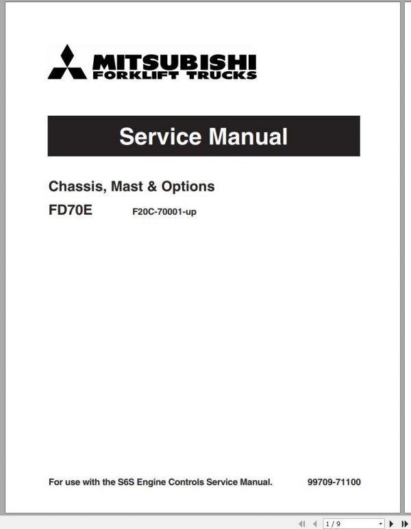 Mitsubishi Forklift FD70 Schematic Service Manual EN 1