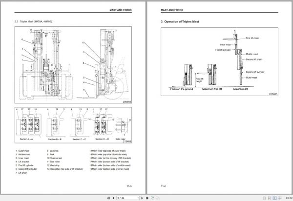 Mitsubishi Forklift FD70E Schematic Operation Maintenance Manual EN 3