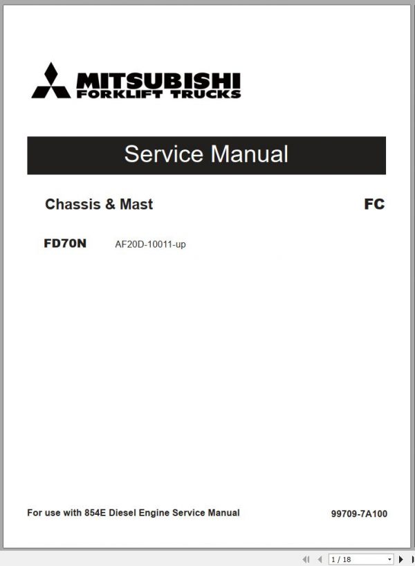 Mitsubishi Forklift FD70N Schematic Operation Maintenance Service Manual EN 2