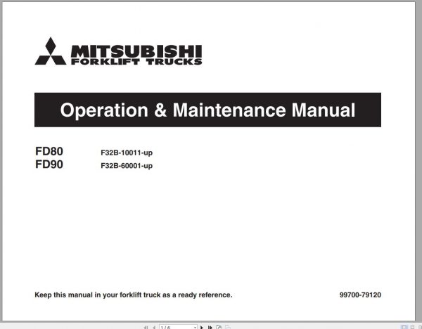 Mitsubishi Forklift FD80 Schematic Operation Maintenance Service Manual EN 2