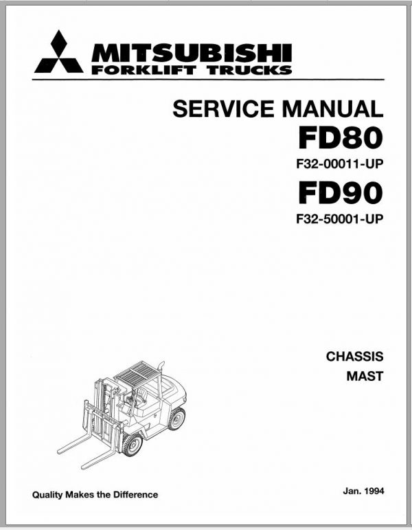 Mitsubishi Forklift FD90 Schematic Operation Maintenance Service Manual EN 1