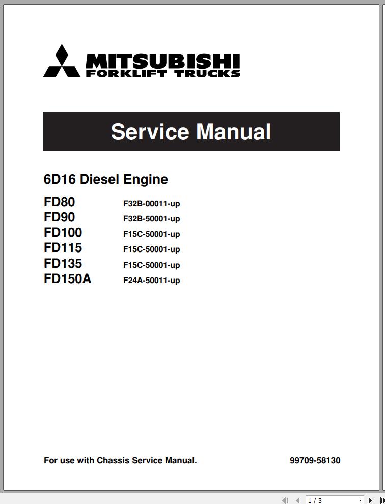 Mitsubishi Forklift FD90 Schematic Operation Maintenance Service Manual EN 2