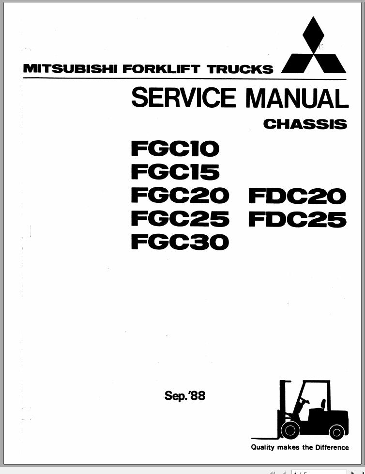 Mitsubishi Forklift FDC20 FDC25 Operation Maintenance Service Manual EN 1