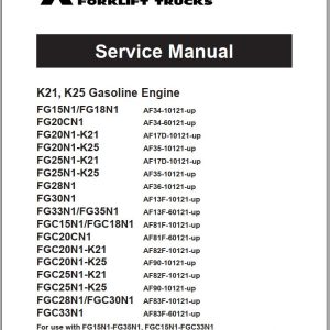 Mitsubishi Forklift FG20N HO FG25N HO Schematic Operation Maintenance Service Manual EN 2