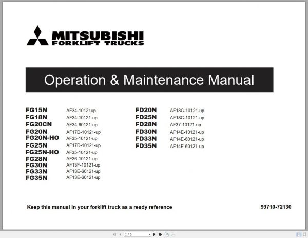 Mitsubishi Forklift FG33N FG35N Operation Maintenance Service Manual EN ES 1