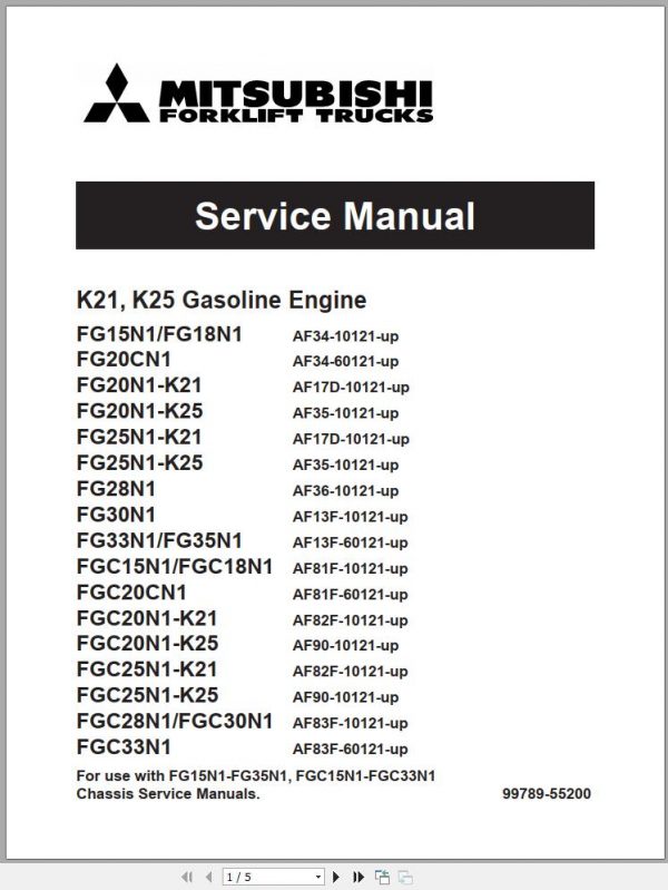 Mitsubishi Forklift FG33N FG35N Operation Maintenance Service Manual EN ES 2