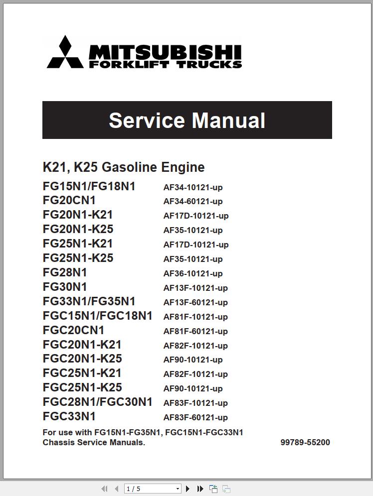 Mitsubishi Forklift FG33N FG35N Operation Maintenance Service Manual EN ES 2