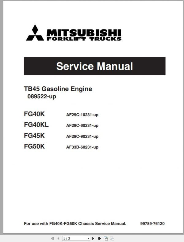Mitsubishi Forklift FG40K FG40KL FG45K FG50K Schematic Service Manual EN 1