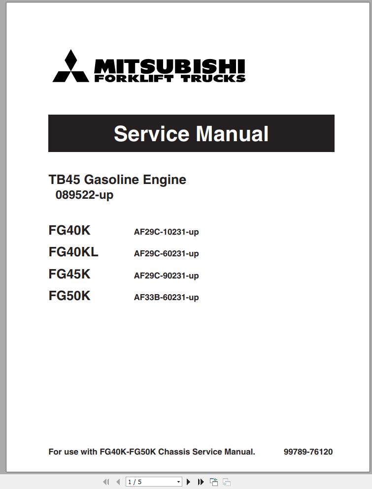 Mitsubishi Forklift FG40K FG40KL FG45K FG50K Schematic Service Manual EN 1