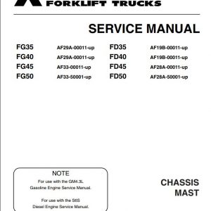 Mitsubishi Forklift FG45 FG50 Operation Maintenance Service Manual EN 2