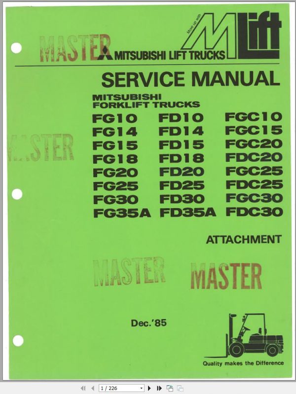 Mitsubishi Forklift FGC10 FGC15 Service Manual EN 2