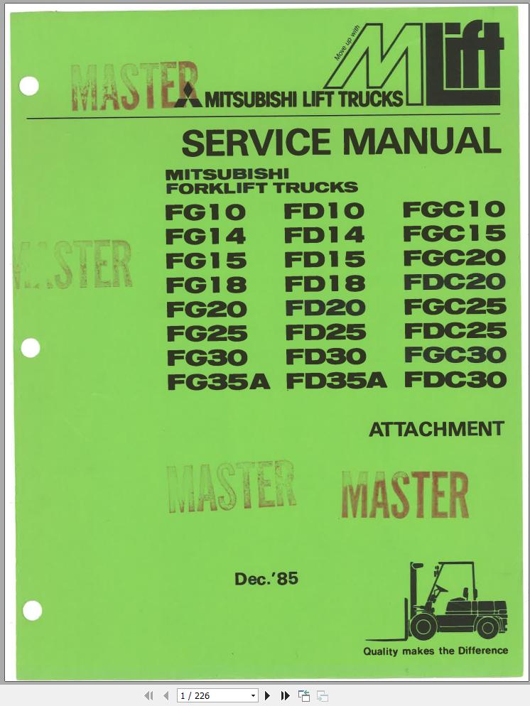 Mitsubishi Forklift FGC10 FGC15 Service Manual EN 2