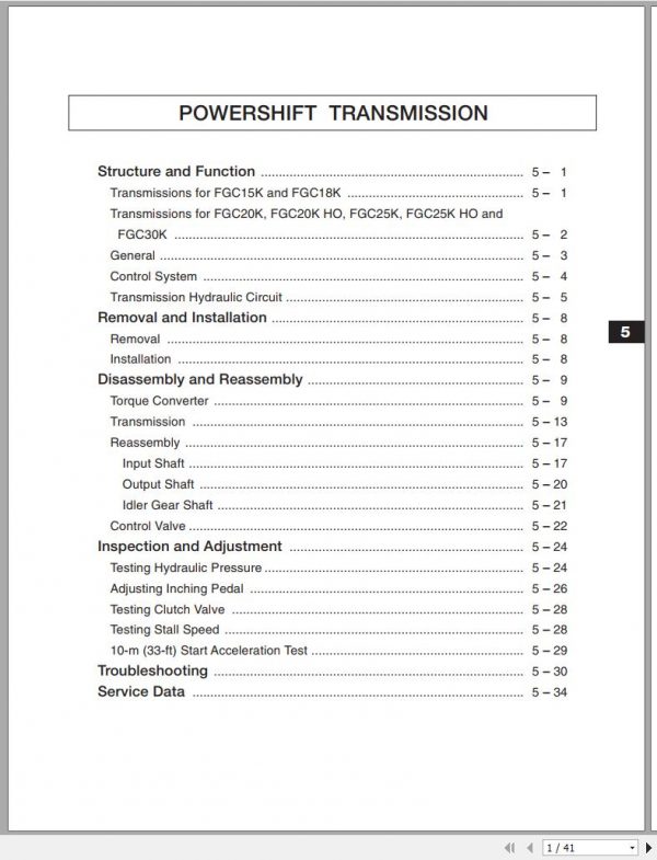 Mitsubishi Forklift FGC15K Schematic Service Manual EN 1