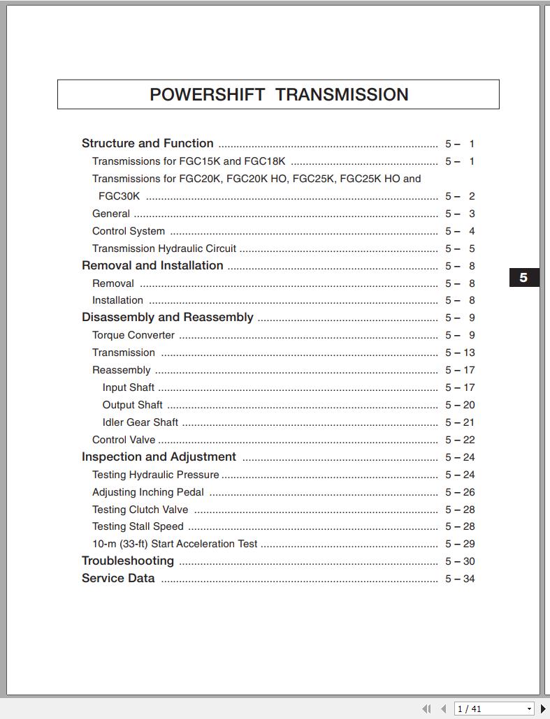 Mitsubishi Forklift FGC15K Schematic Service Manual EN 1