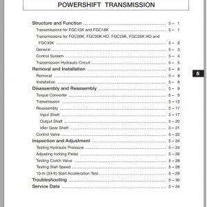 Mitsubishi Forklift FGC20K FGC20K HO FGC25K HO Schematic Service Manual EN 1