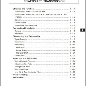 Mitsubishi Forklift FGC25K FGC30K Schematic Service Manual EN 1