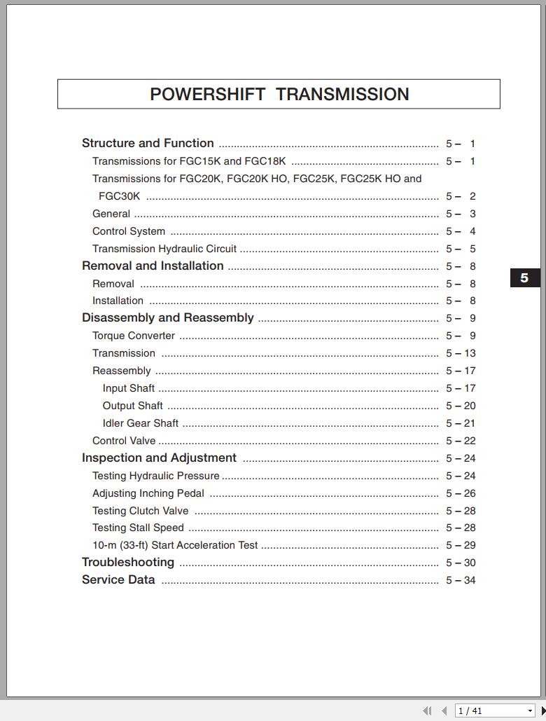 Mitsubishi Forklift FGC25K FGC30K Schematic Service Manual EN 1